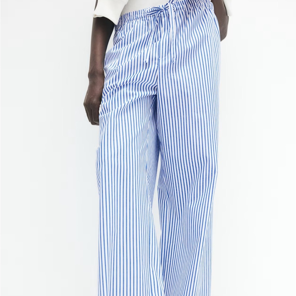 H&M Blue Striped Wide Leg Pants